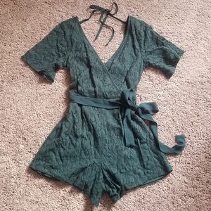 Lace teal romper